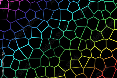 Gadient hexagon pattern on black background