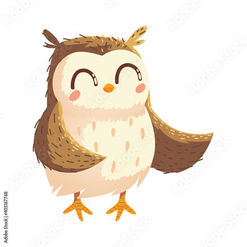 cute owl bird cartoon animal icon over white background design