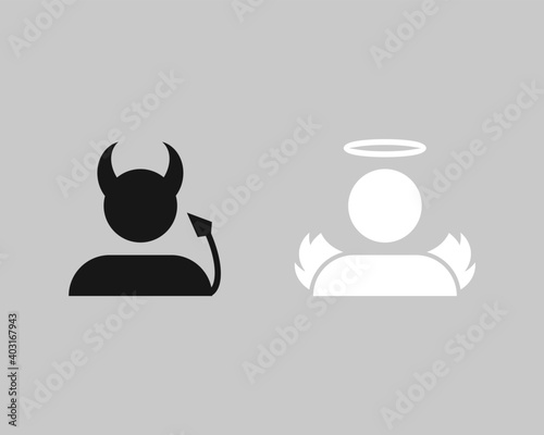 Devils and angels avatar icon. Bad and good,  negative and positive. Illustration vector