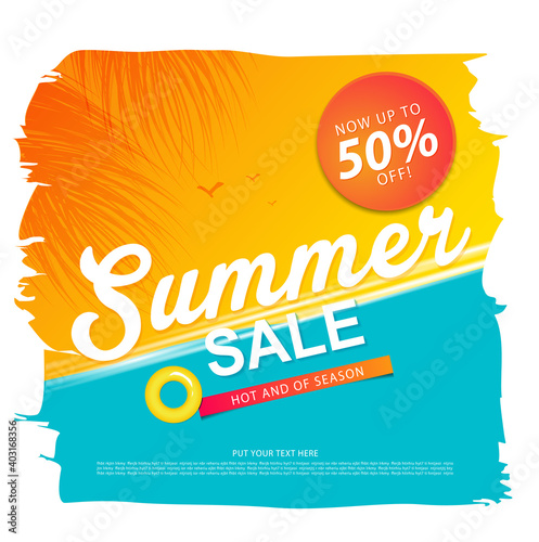 summer sale template banner or poster, sale and discounts. vector design.