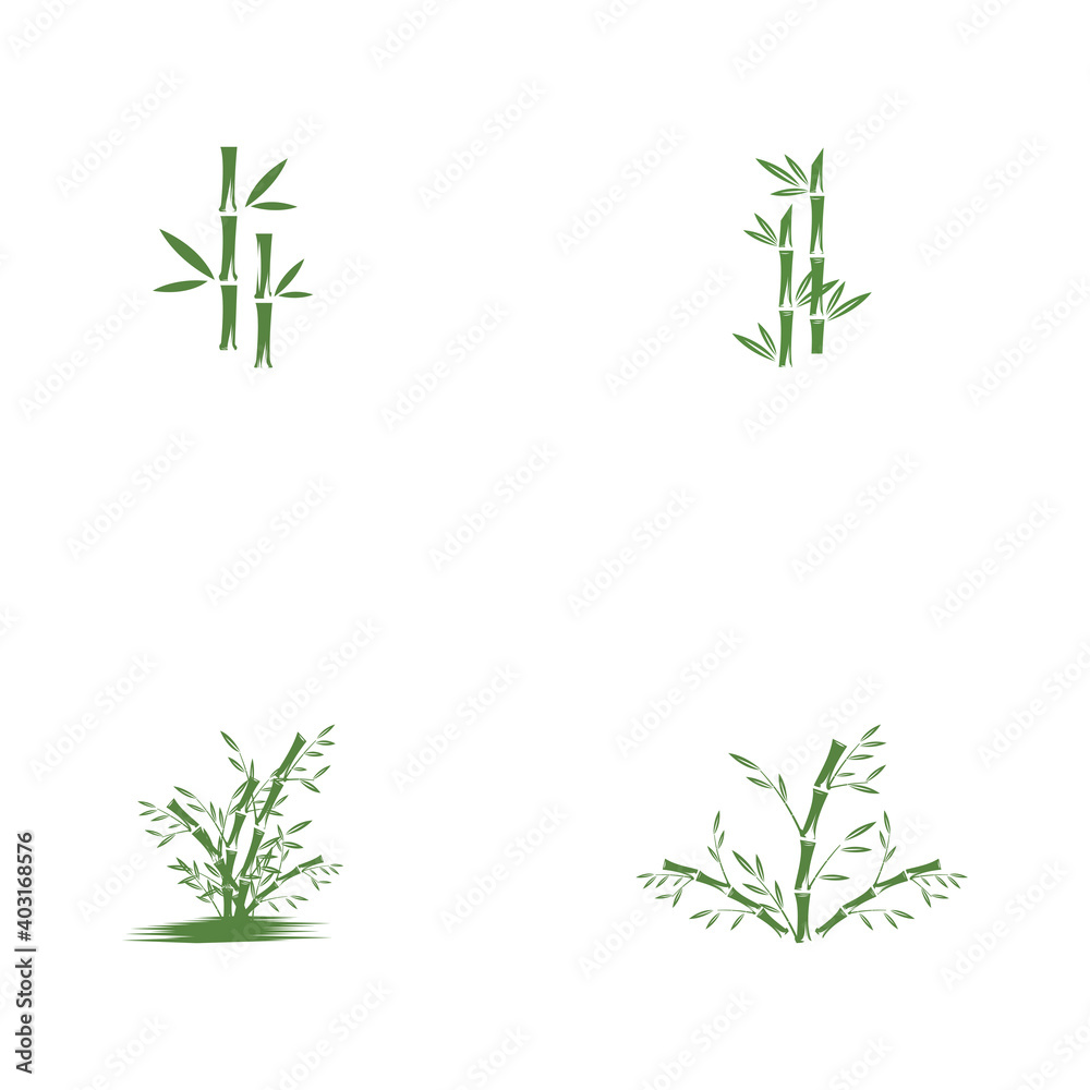 Set Bamboo Logo Template vector icon illustration design Set Bamboo Logo Template vector icon illustration design