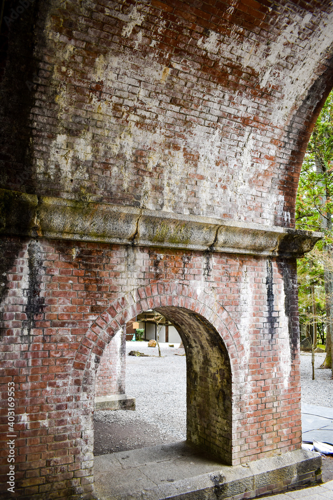 Brick aqueduct in nanzenji which is one of the famous Japanese temple in the spring