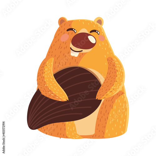 beaver mammal rodent cartoon animal icon over white background design