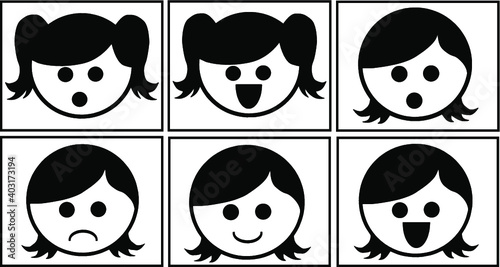 Black and white faces flash card with high contrast for baby vector, newborn infant Visual Stimulation Baby Card Vector