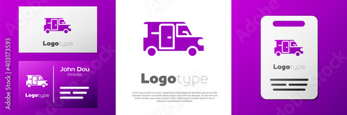 Logotype Minibus icon isolated on white background. Logo design template element. Vector.