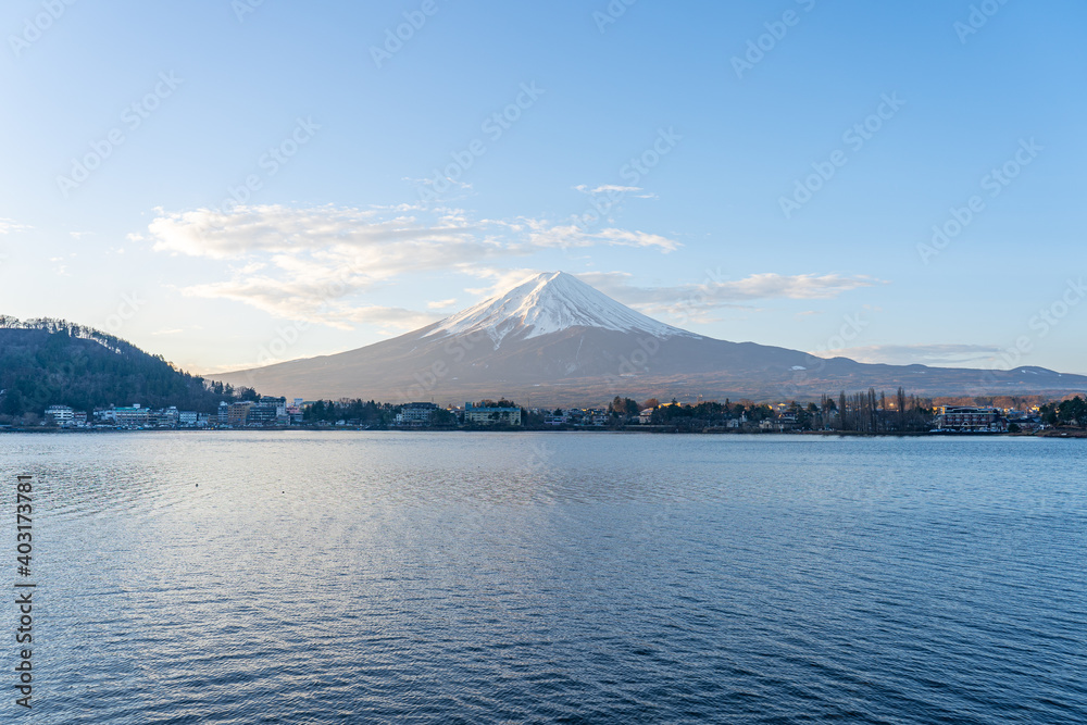 Lake Kawaguchiko with view of Fuji Mount in Japan
