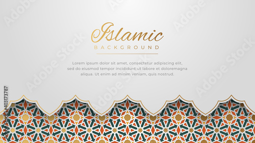 Islamic Arabic White Arabesque Mosaic Pattern Background photo