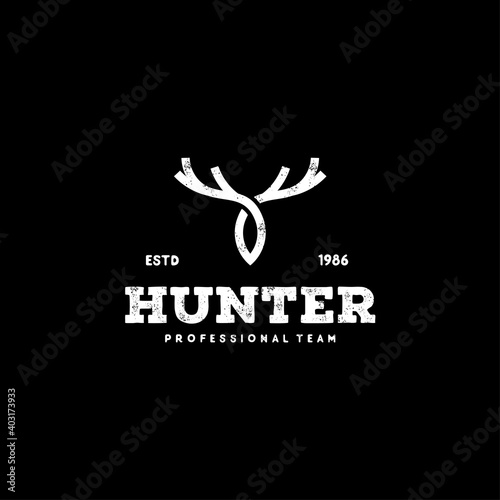 vintage logo deer antler vector illustration