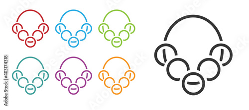 Black Russian bagels on a rope icon isolated on white background. Set icons colorful. Vector.