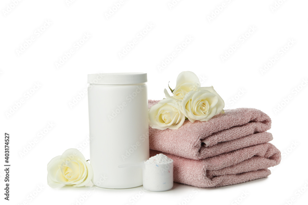 Group of laundry accessories isolated on white background Group of laundry accessories isolated on white background