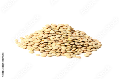 Heap of uncooked legumes isolated on white background
