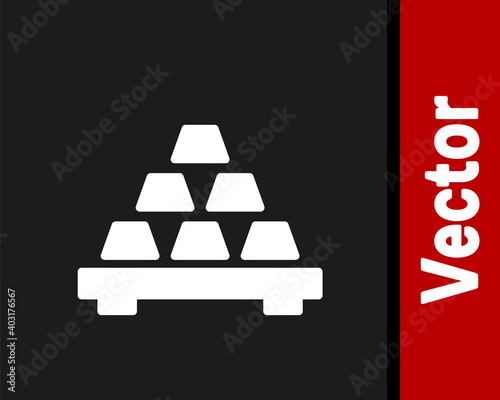 White Gold bars icon isolated on black background. Banking business concept. Vector.