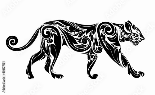 Nice  tiger Floral Ornament Decoration Vector. 