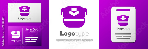 Logotype Pilot hat icon isolated on white background. Logo design template element. Vector.
