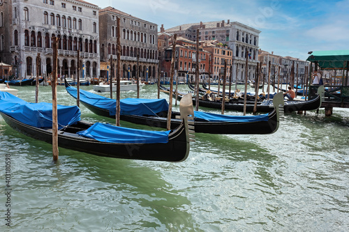 Boat dock on the Grand canal of Venice © Sergey