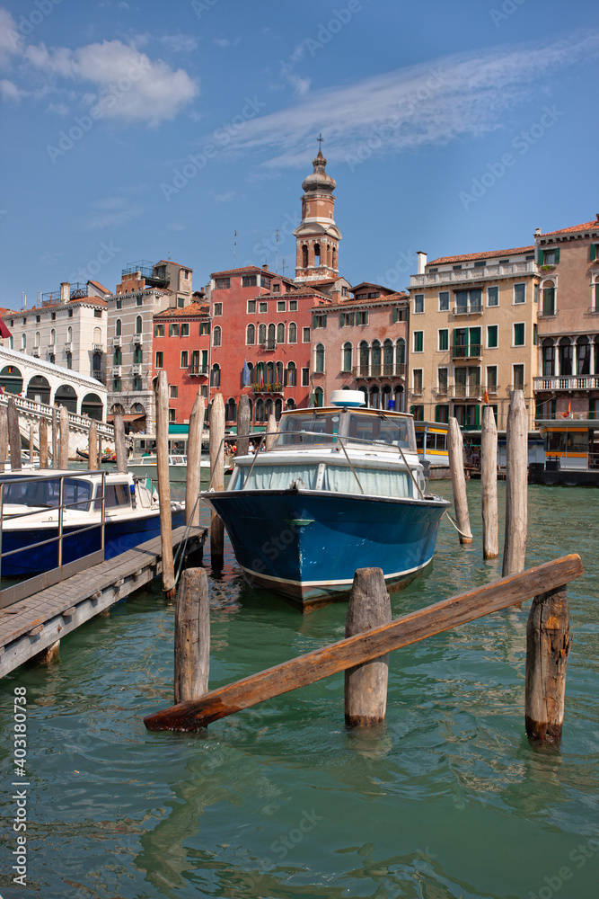 Boat dock on the Grand canal of Venice