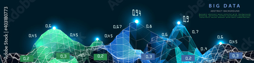 Abstract  background with wireframe algorithm analyze  data grid. Big data. Analytics algorithms data. Banner for business, science and technology. Quantum cryptography concept.