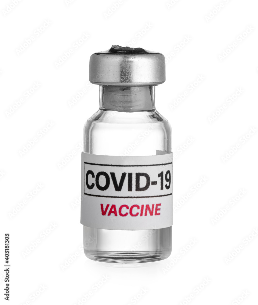 Vaccine for immunization against COVID-19 on white background Vaccine for immunization against COVID-19 on white background