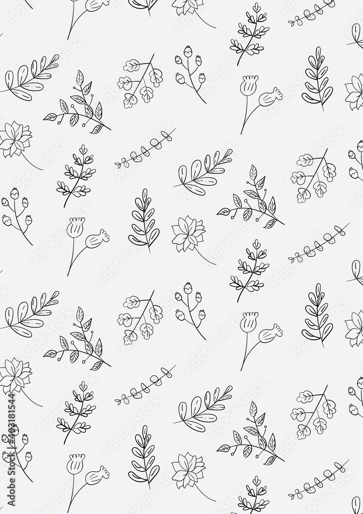  set of plants. doodle flower stickers, decor for notebook, card, summer, spring, abstract background, pastel green, nature, floral pattern 