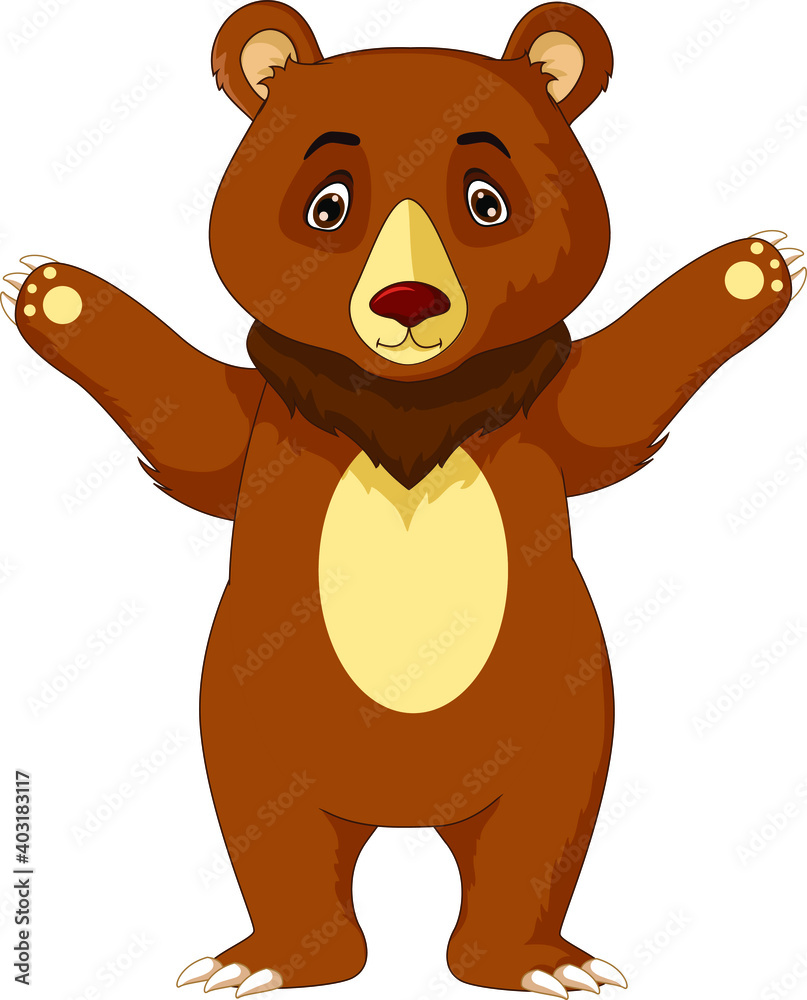 Fototapeta premium Cute Bear Cartoon Posing