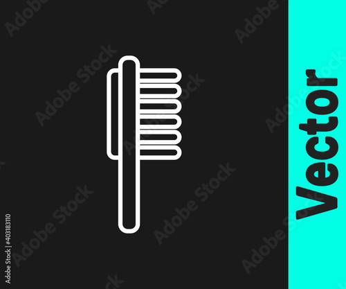 White line Pets vial medical icon isolated on black background. Prescription medicine for animal. Vector.