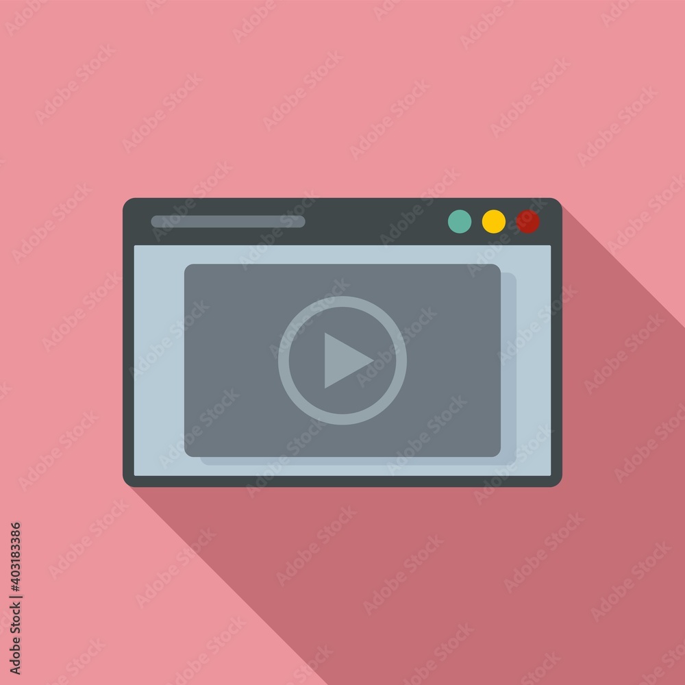Video web page icon. Flat illustration of video web page vector icon for web design Video web page icon. Flat illustration of video web page vector icon for web design