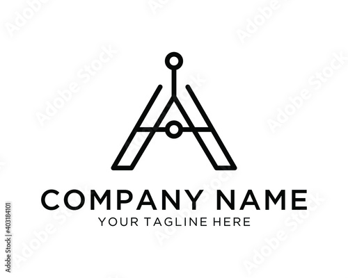 letter A Creative logo tecnology vector design template