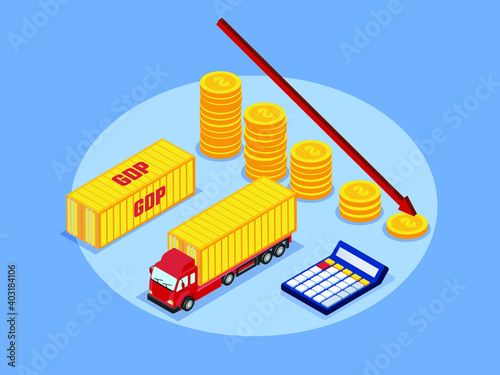Gross Domestic Product isometric 3d vector concept for banner, website, illustration, landing page, flyer, etc.