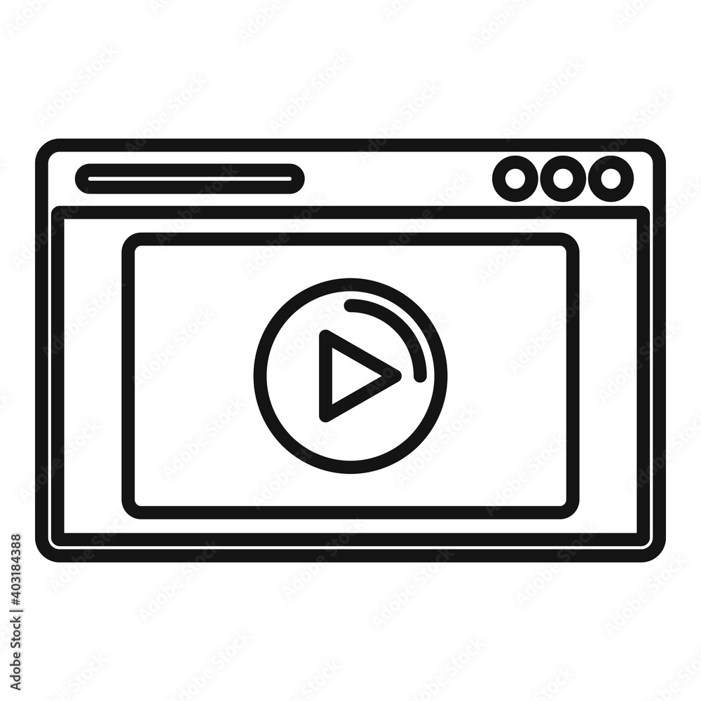 Video web page icon. Outline video web page vector icon for web design isolated on white background Video web page icon. Outline video web page vector icon for web design isolated on white background