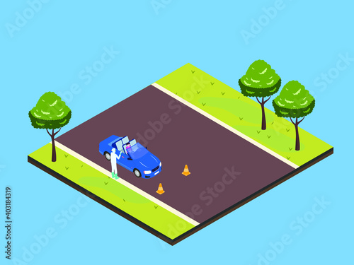 Corona virus mobile testing isometric 3d vector concept for banner, website, illustration, landing page, flyer, etc.