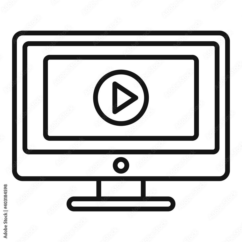 Home video monitor icon. Outline home video monitor vector icon for web design isolated on white background Home video monitor icon. Outline home video monitor vector icon for web design isolated on white background