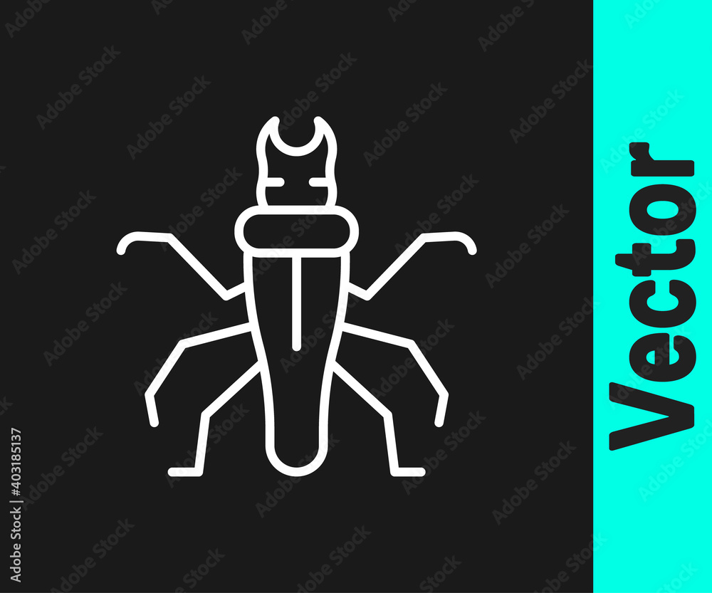 White line Termite icon isolated on black background. Vector. White line Termite icon isolated on black background. Vector.