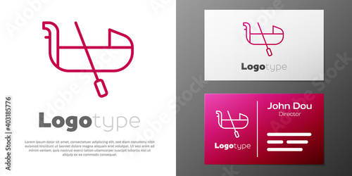 Logotype line Gondola boat italy venice icon isolated on white background. Tourism rowing transport romantic. Logo design template element. Vector.