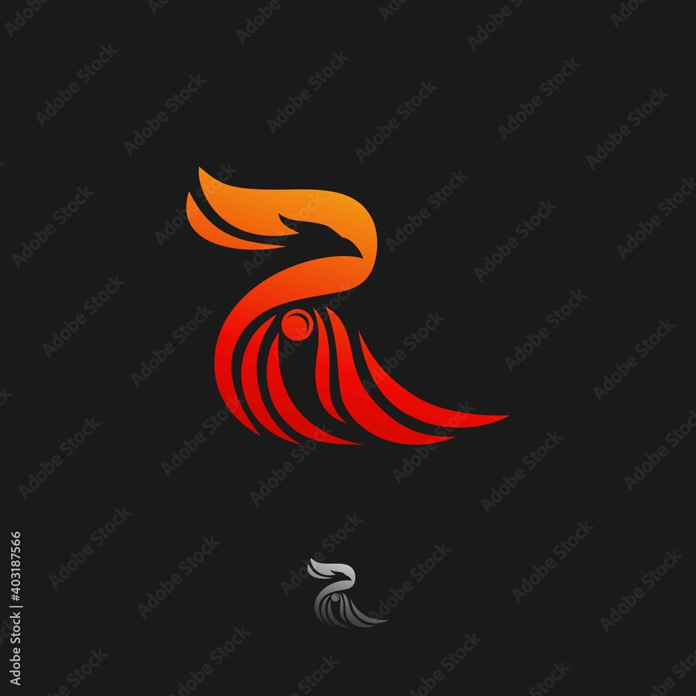 Initial R wings logo phoenix vector design illustration, eagle fire logo template letter R, falcon logo letter R, hawk premium icon, bird modern logo vector Initial R wings logo phoenix vector design illustration, eagle fire logo template letter R, falcon logo letter R, hawk premium icon, bird modern logo vector