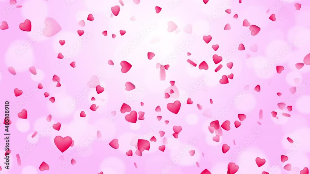 Beautiful pink hearts particles greeting animation for Valentine's day. Love theme for Wedding, Anniversary and Valentine's festival of love motion background.