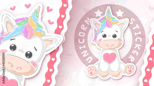 Cute unicorn - sticker for your idea