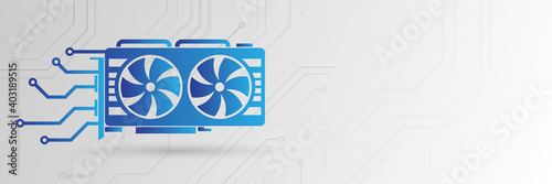 Futuristic digital money. Web banner of digital currency. Cryptocurrency mining concept. Digital vector with video card and circuit board technology illustration.