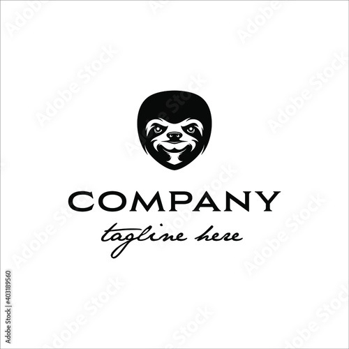 Sloth face with serious expression in classic design