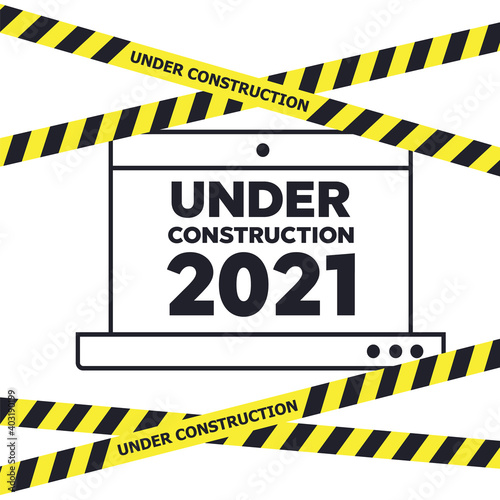 Under Construction Industrial Sign. Warning tape banner