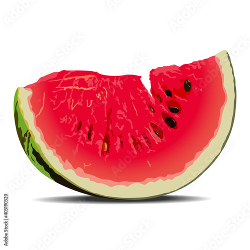 A slice of juicy ripe watermelon. Vector image on a white background.