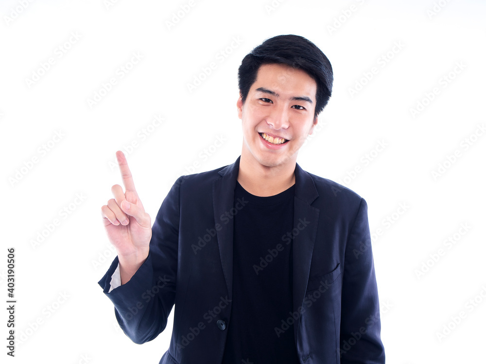 Businessman pointing on white background Businessman pointing on white background