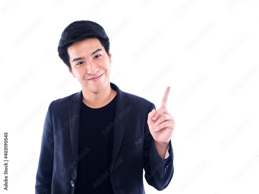 Businessman pointing on white background Businessman pointing on white background