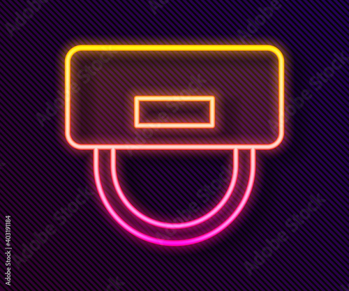 Glowing neon line Bellboy hat icon isolated on black background. Hotel resort service symbol. Vector.