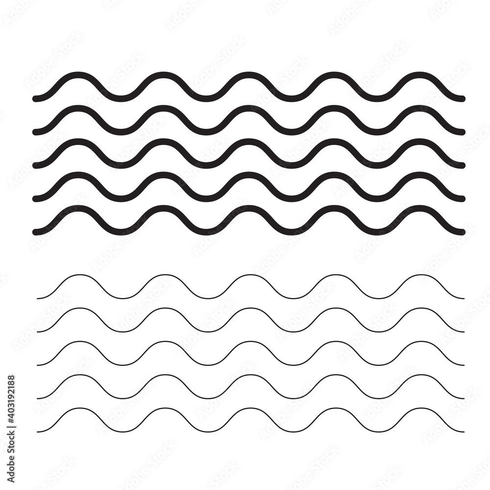 Waves outline icon. set of zigzag and wave borders