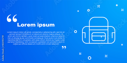 White line Sport bag icon isolated on blue background. Vector.