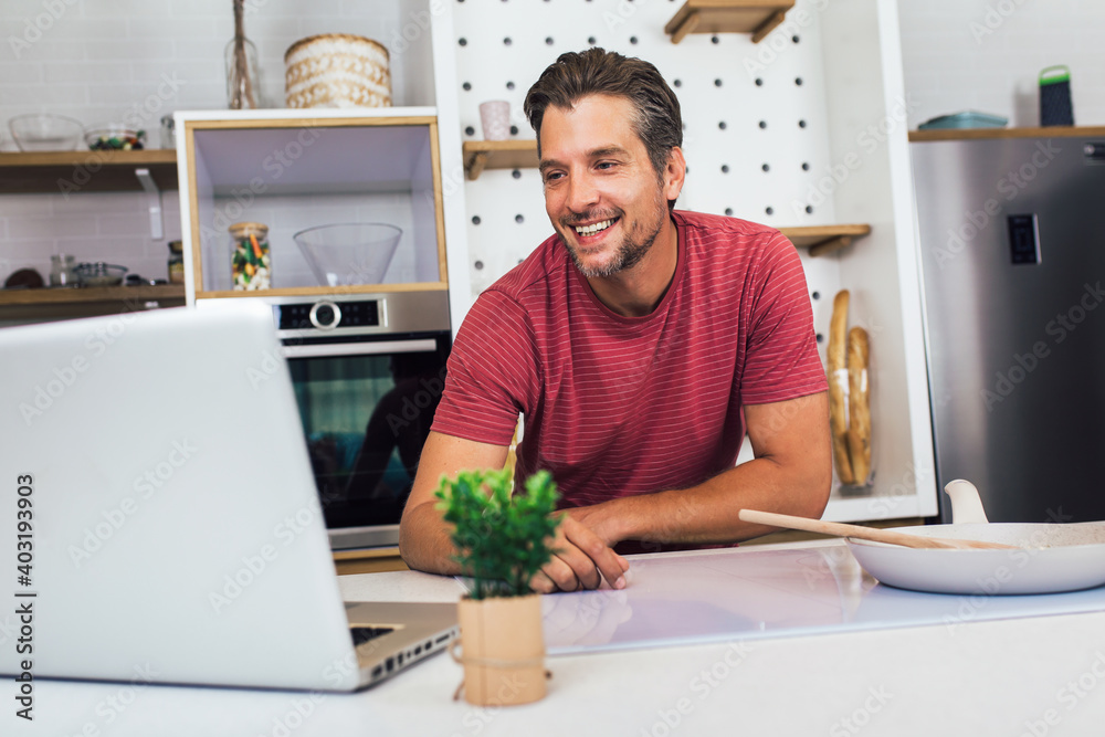 Food blogger lifestyle and working process. Man video streaming about cooking. Social network trends and online business concept Food blogger lifestyle and working process. Man video streaming about cooking. Social network trends and online business concept