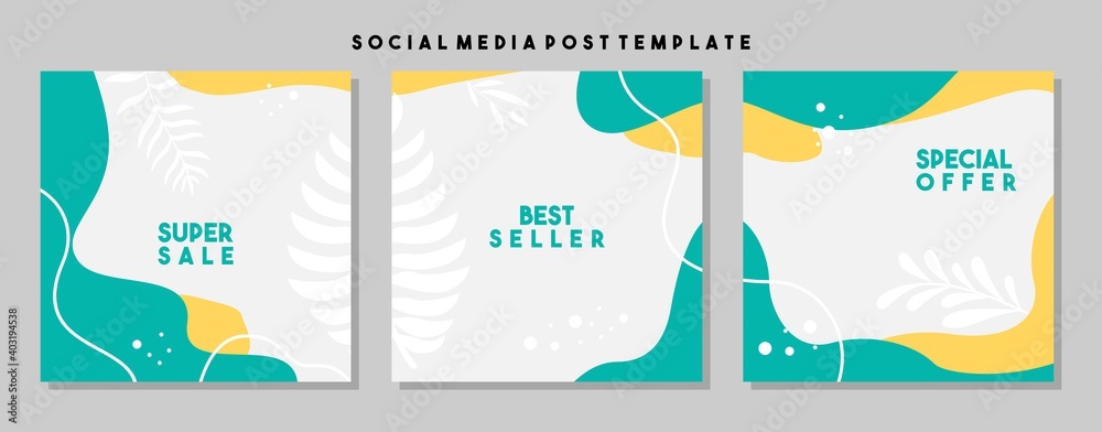 Social media pack template for discount and special offer. Modern promotion square web banner for mobile apps. Elegant sale and promo