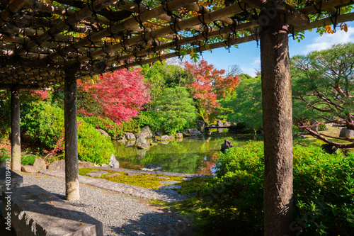 京都 城南宮の紅葉 室町の庭