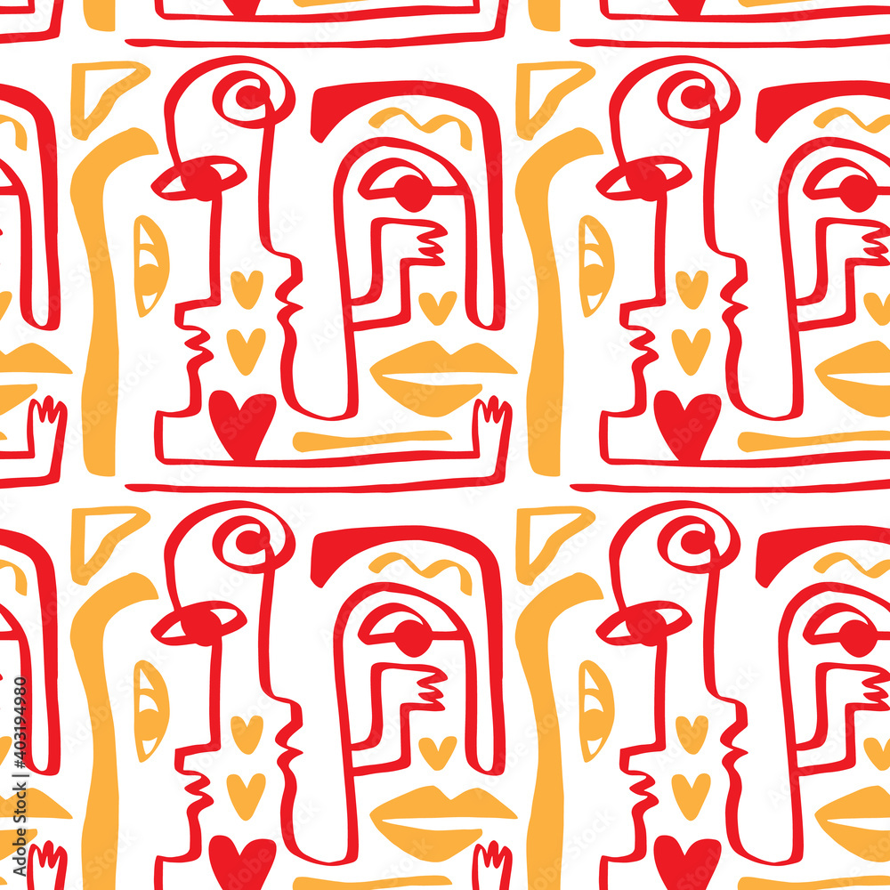 Colored Modern Abstract Faces Seamless Pattern Texture Colored Modern Abstract Faces Seamless Pattern Texture