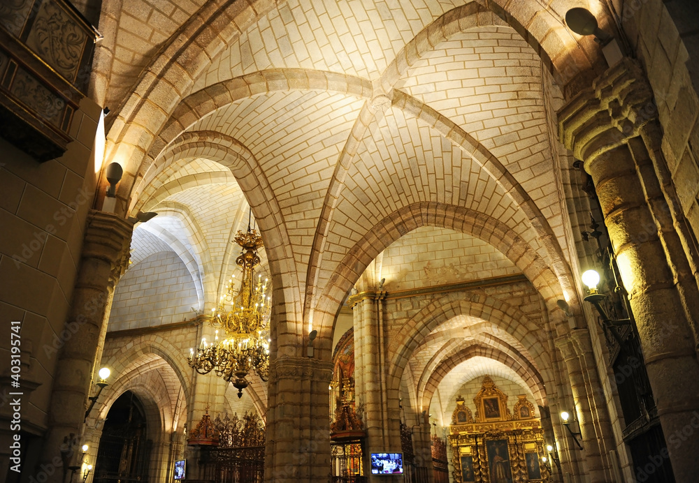 Bóvedas en el interior de la Catedral de San Juan Bautista, Badajoz, Extremadura, España